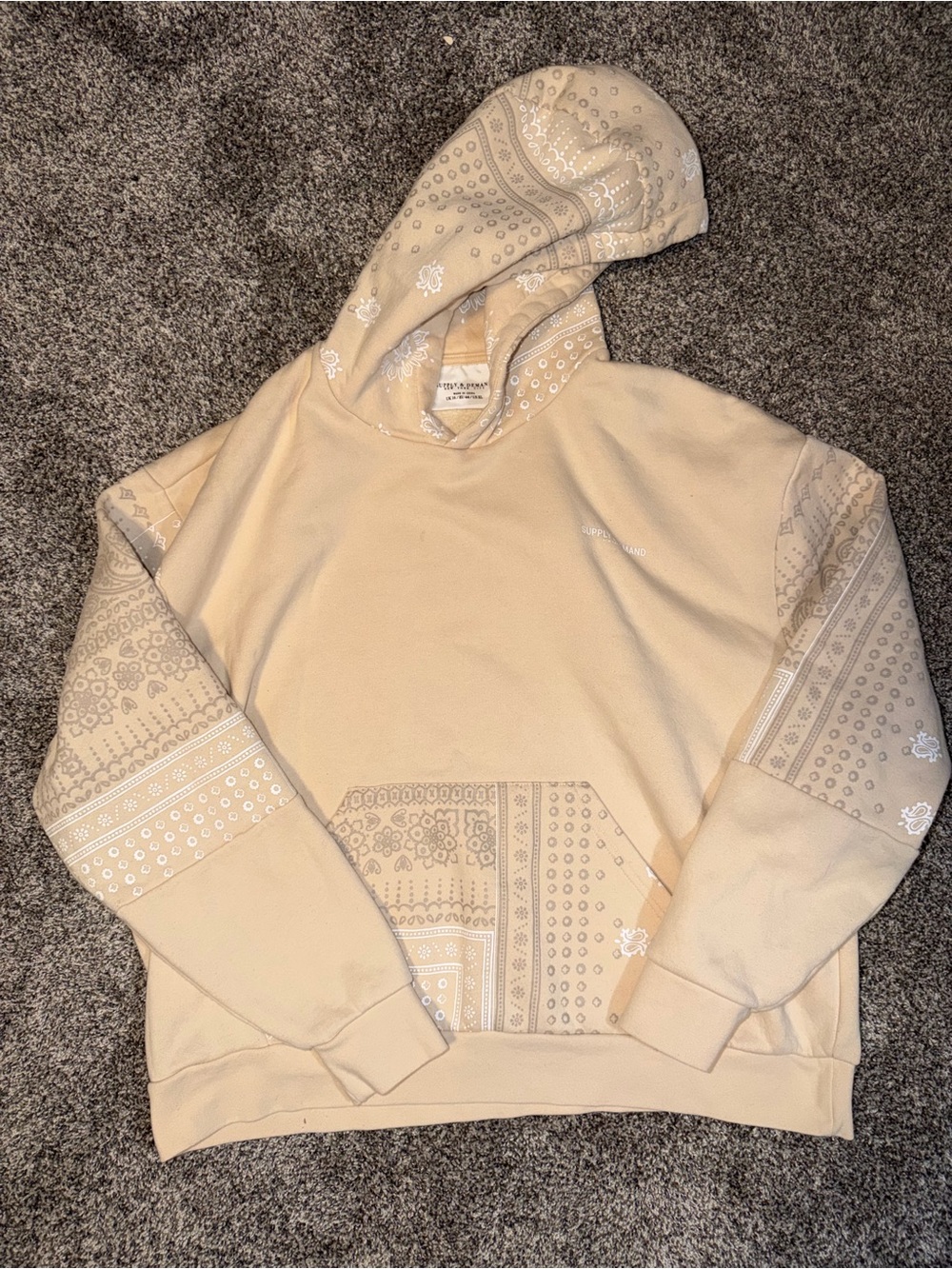Neutral Beige Bandana-Detail Hoodie